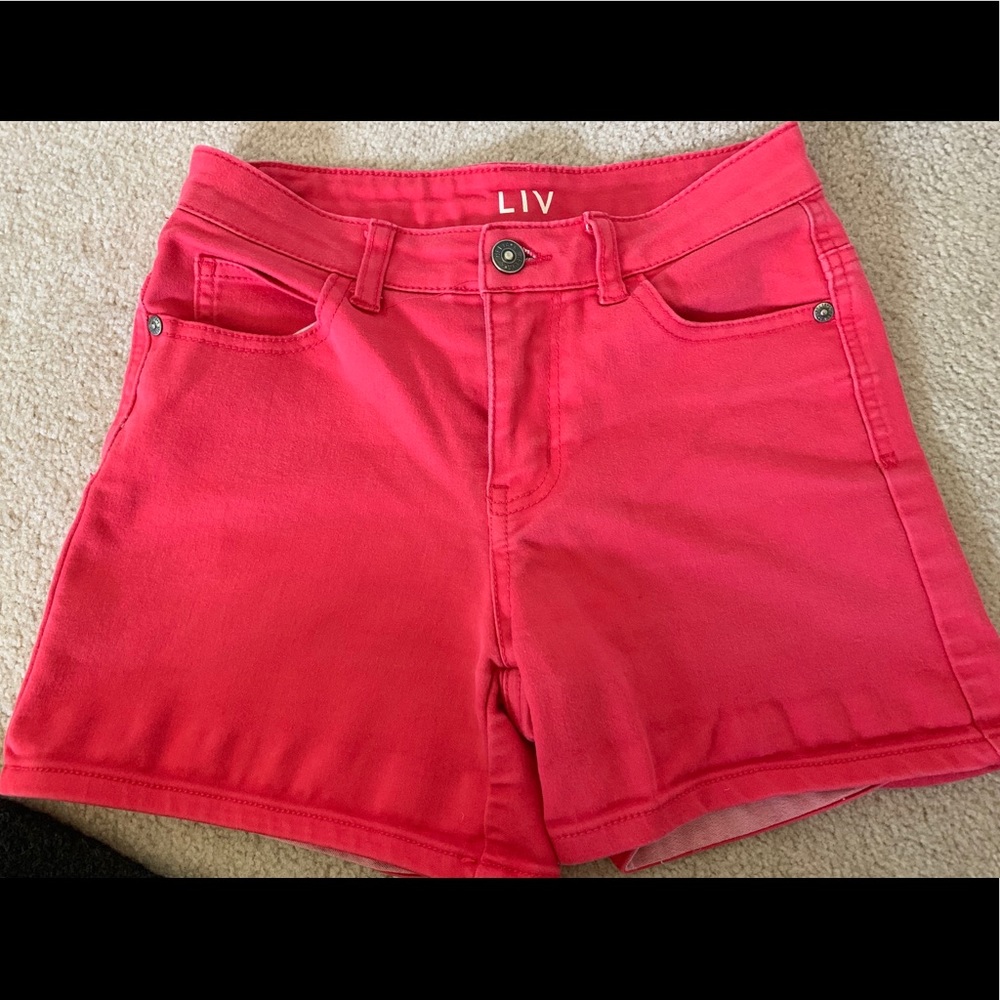 dELiA*s Red Denim Liv Shorts (size 2)